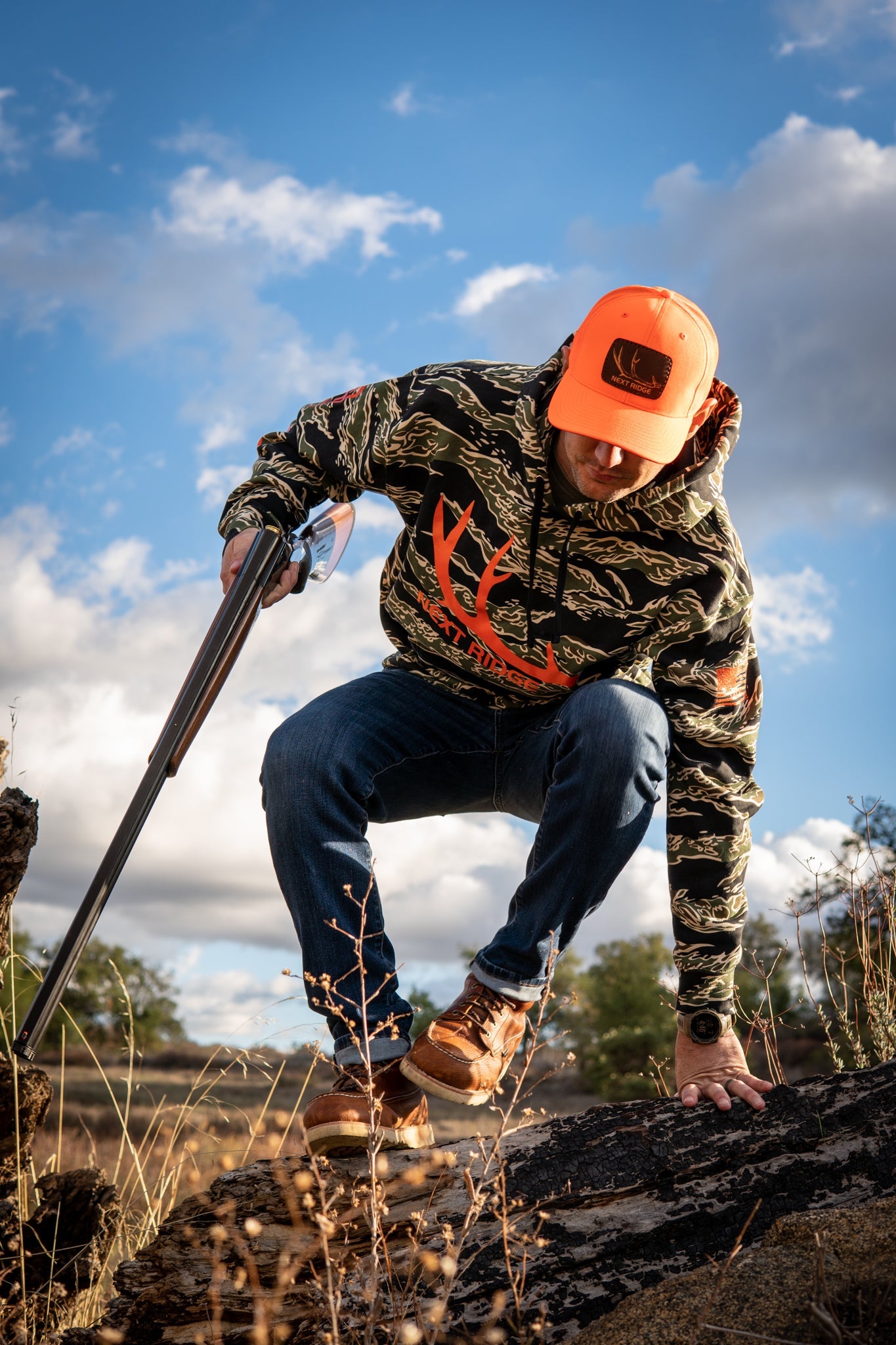 Camo Blaze Orange Hoodie Hunting Camoflage