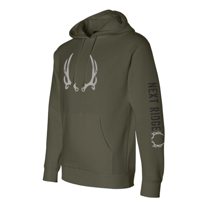 Next Ridge Apparel Icon Mule Deer Elk Hunting Hoodie heavweight antler military green 